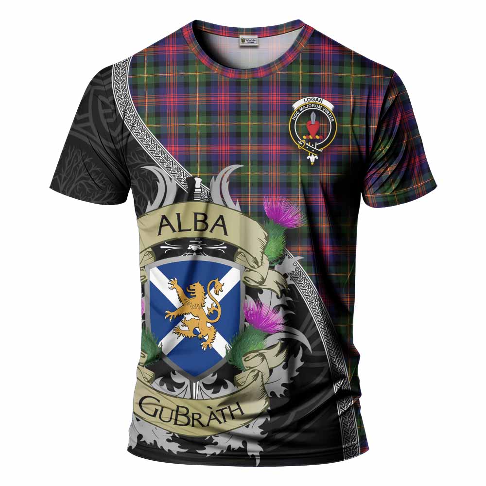 Tartan Vibes Clothing Logan Tartan Family Crest T-Shirt Lion Rampant Royal Thistle Shield Celtic Inspired