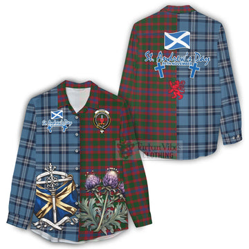 Logan Tartan Women's Casual Shirt Happy St. Andrew's Day Half Tartan Style