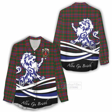 Tartan Vibes Clothing Logan Tartan Women's Casual Shirt with Alba Gu Brath Regal Lion Emblem