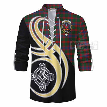Tartan Vibes Clothing Logan Tartan Ghillie Kilt Shirt with Family Crest and Celtic Symbol Style