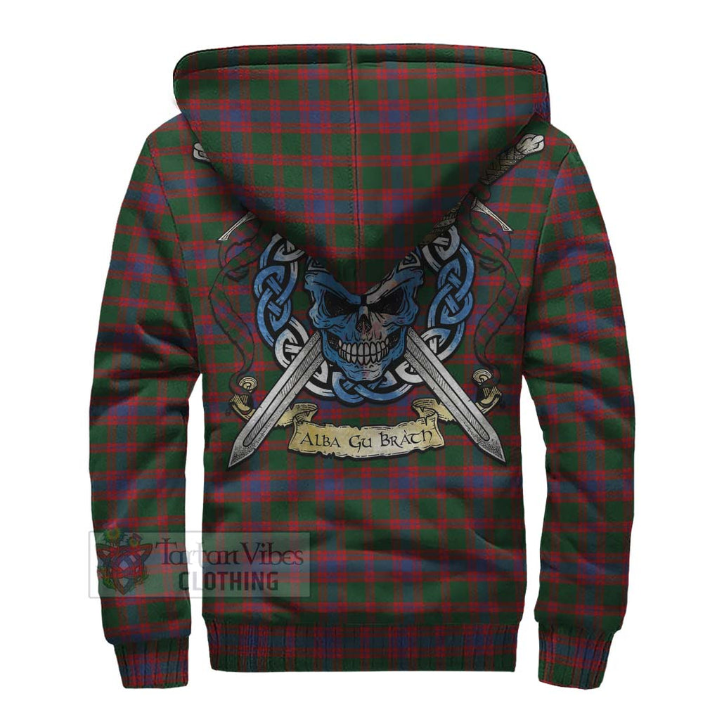 Tartan Vibes Clothing Logan Tartan Sherpa Hoodie with Family Crest Celtic Skull Style