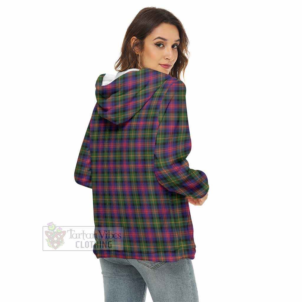 Tartan Vibes Clothing Logan Tartan Crest Women's Borg  Half Zip Fleece Hoodie