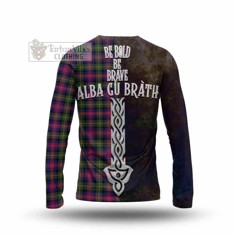 Tartan Vibes Clothing Logan Tartan Family Crest Long Sleeve T-Shirt Alba Gu Brath Be Brave Lion Ancient Style