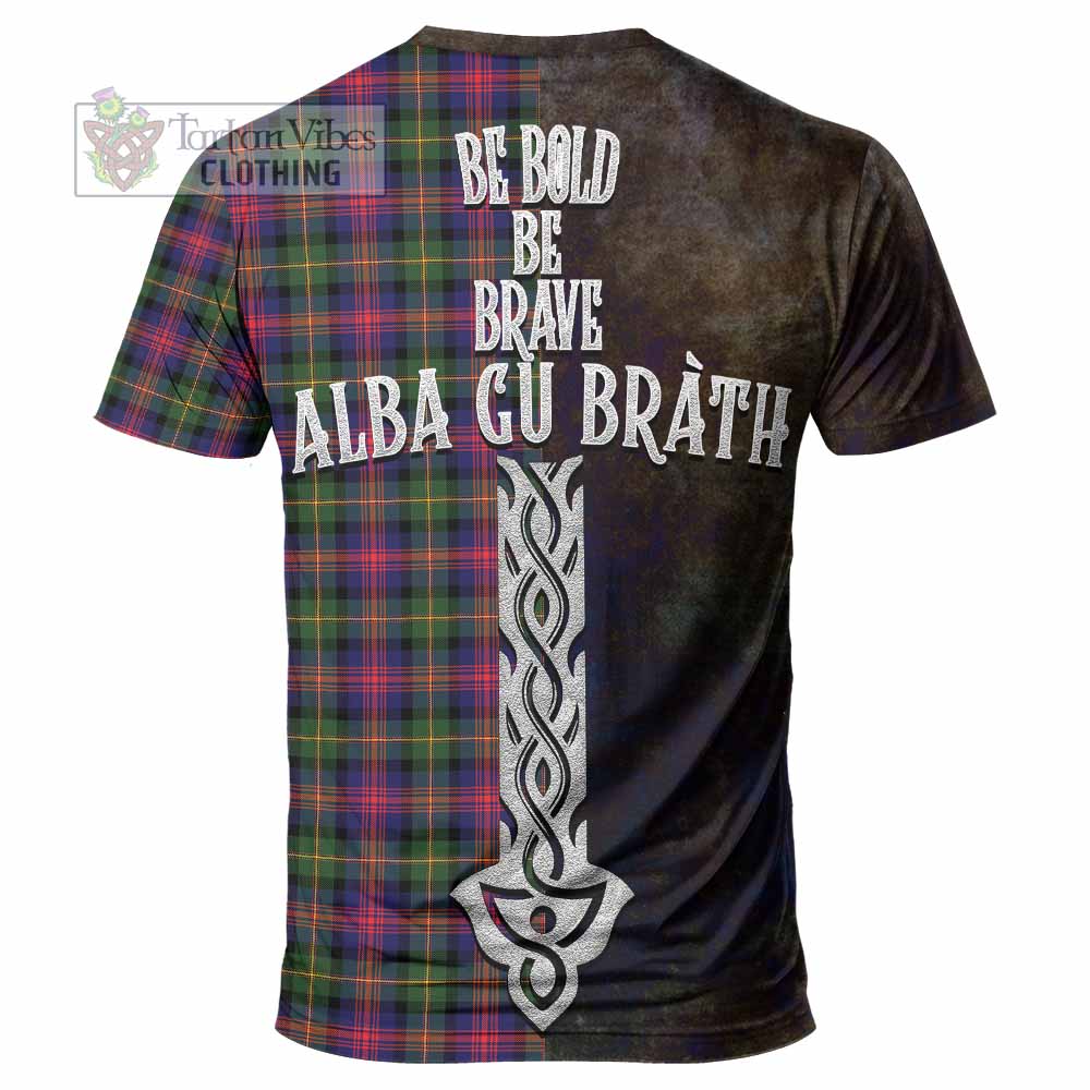 Tartan Vibes Clothing Logan Tartan Family Crest T-Shirt Alba Gu Brath Be Brave Lion Ancient Style