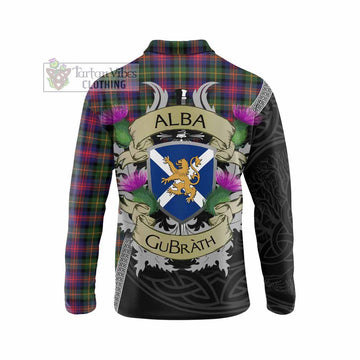 Tartan Vibes Clothing Logan Tartan Family Crest Long Sleeve Polo Shirt Lion Rampant Royal Thistle Shield Celtic Inspired