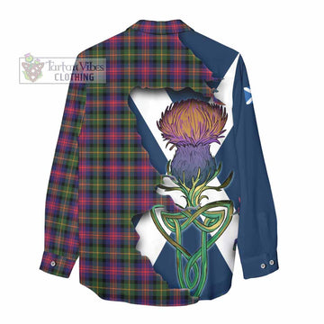 Logan Tartan Family Crest Women's Casual Shirt Scottish Thistle Celtic Inspired