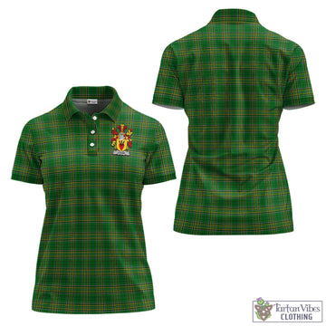 Logan Ireland Clan Tartan Women's Polo Shirt with Coat of Arms