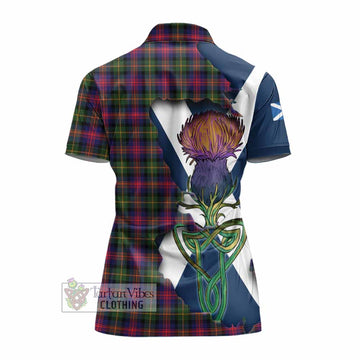 Logan Tartan Family Crest Women's Polo Shirt Scottish Thistle Celtic Inspired