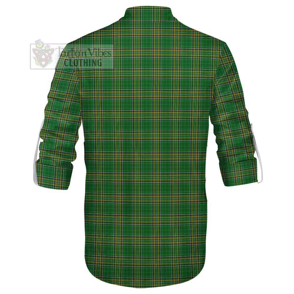 Tartan Vibes Clothing Logan Irish Clan Tartan Ghillie Kilt Shirt with Coat of Arms