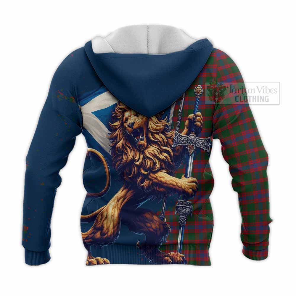Tartan Vibes Clothing Logan Tartan Family Crest Knitted Hoodie with Scottish Majestic Lion