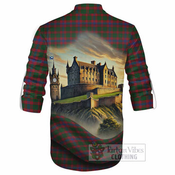 Tartan Vibes Clothing Logan Tartan Family Crest Ghillie Kilt Shirt with Scottish Ancient Castle Style