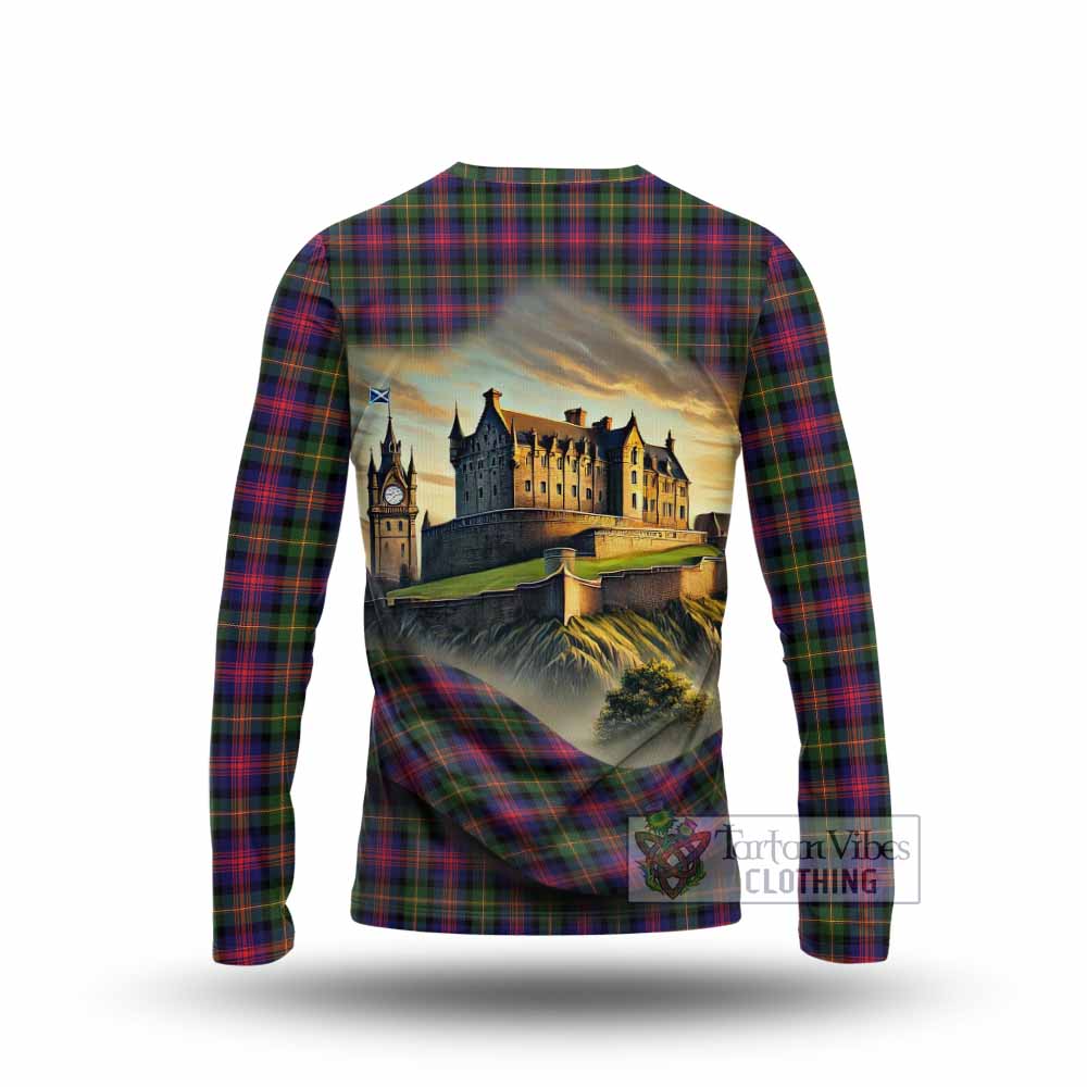 Tartan Vibes Clothing Logan Tartan Family Crest Long Sleeve T-Shirt with Scottish Ancient Castle Style