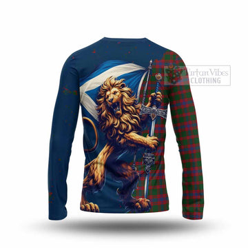 Tartan Vibes Clothing Logan Tartan Family Crest Long Sleeve T-Shirt with Scottish Majestic Lion