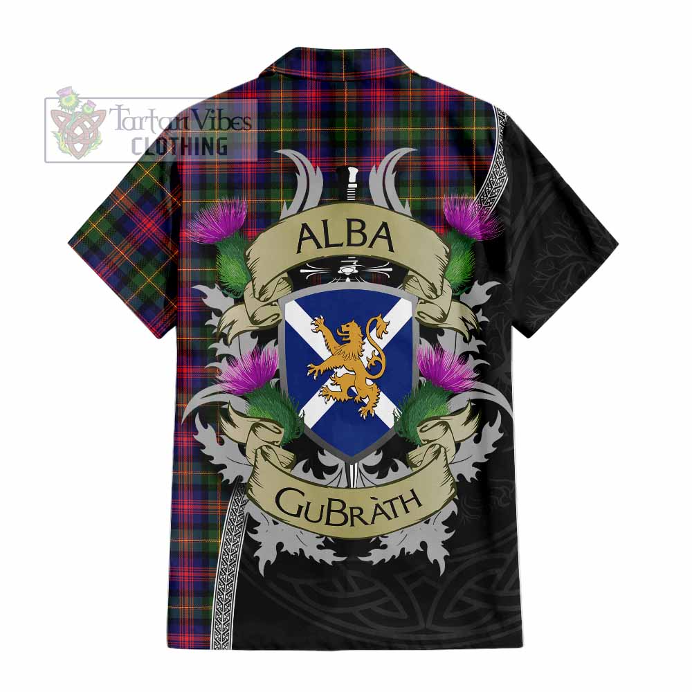 Tartan Vibes Clothing Logan Tartan Family Crest Short Sleeve Button Shirt Lion Rampant Royal Thistle Shield Celtic Inspired