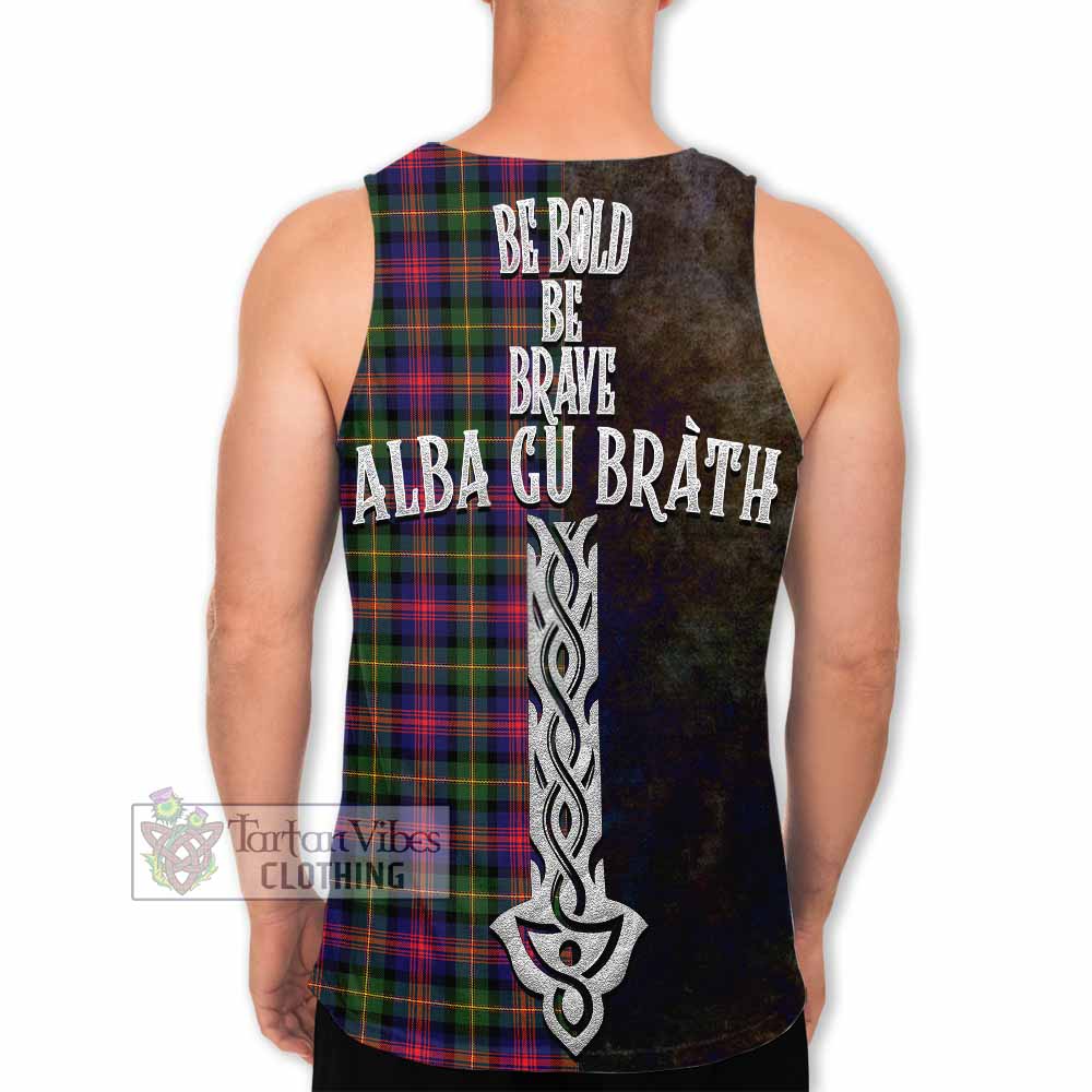 Tartan Vibes Clothing Logan Tartan Family Crest Men's Tank Top Alba Gu Brath Be Brave Lion Ancient Style