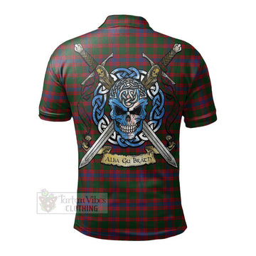 Logan Tartan Polo Shirt with Family Crest Celtic Skull Style