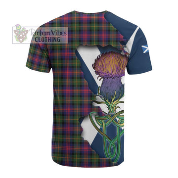 Logan Tartan Family Crest Cotton T-shirt Scottish Thistle Celtic Inspired