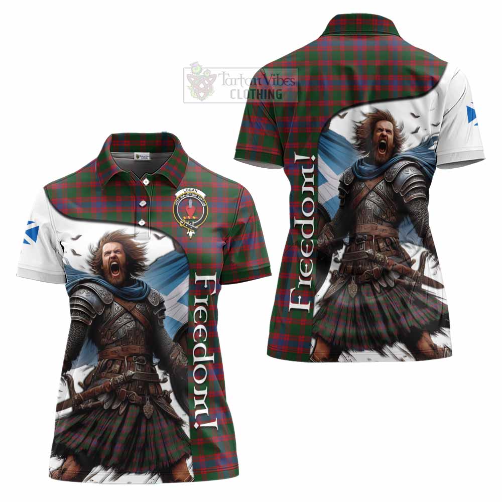 Tartan Vibes Clothing Logan Crest Tartan Women's Polo Shirt Inspired by the Freedom of Scottish Warrior