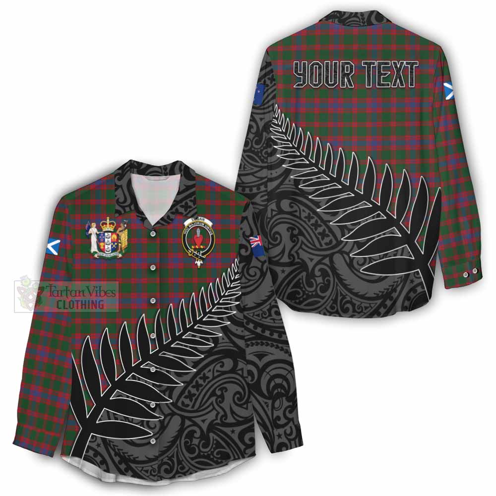 Tartan Vibes Clothing Logan Crest Tartan Women's Casual Shirt with New Zealand Silver Fern Half Style