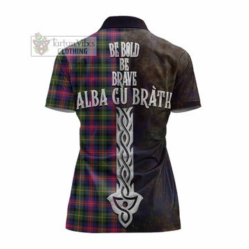 Logan Tartan Family Crest Women's Polo Shirt Alba Gu Brath Be Brave Lion Ancient Style