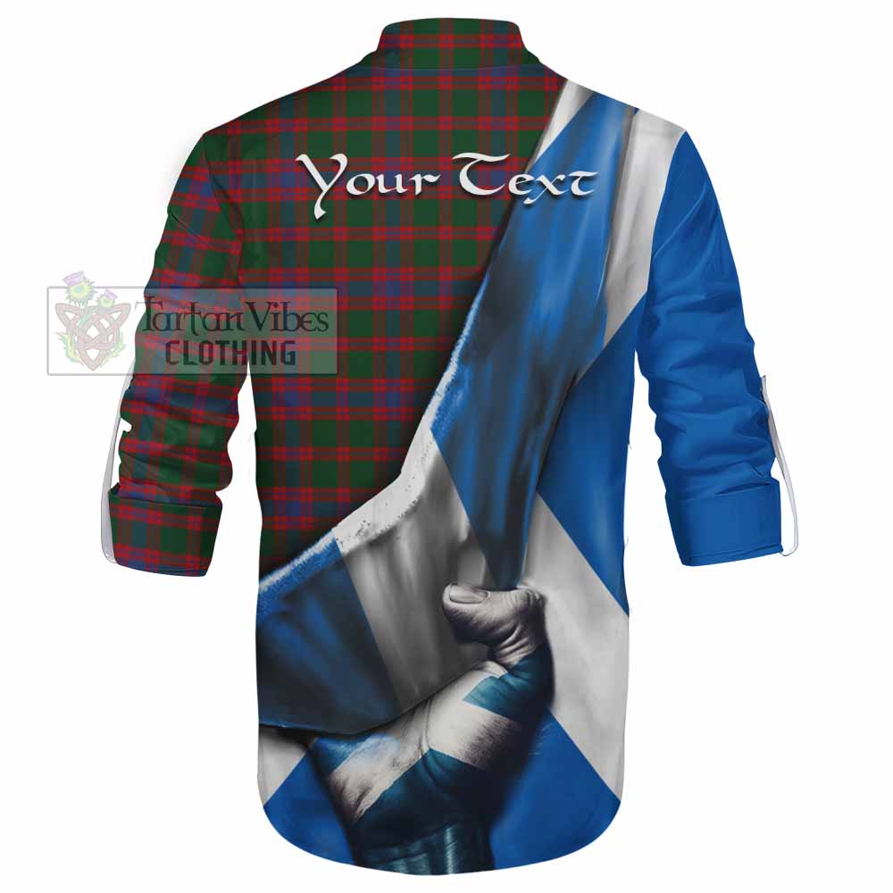 Tartan Vibes Clothing Logan Tartan Ghillie Kilt Shirt with Family Crest Scotland Patriotic Style
