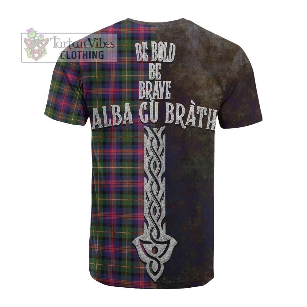 Tartan Vibes Clothing Logan Tartan Family Crest Cotton T-shirt Alba Gu Brath Be Brave Lion Ancient Style