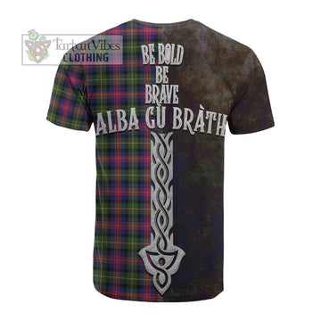 Logan Tartan Family Crest Cotton T-shirt Alba Gu Brath Be Brave Lion Ancient Style