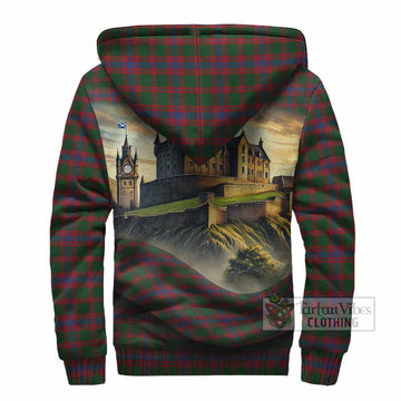 Tartan Vibes Clothing Logan Tartan Family Crest Sherpa Hoodie with Scottish Ancient Castle Style