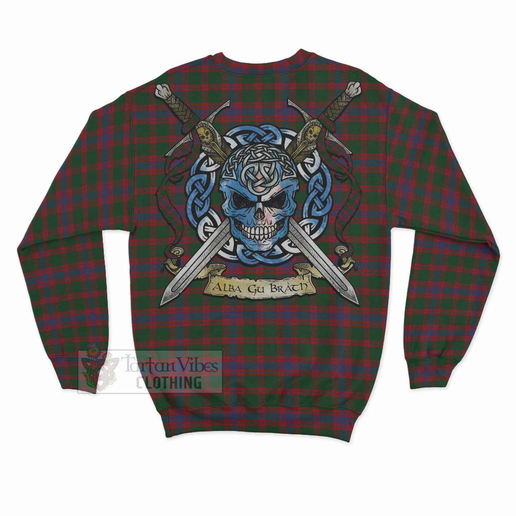 Tartan Vibes Clothing Logan Tartan Sweatshirt with Family Crest Celtic Skull Style