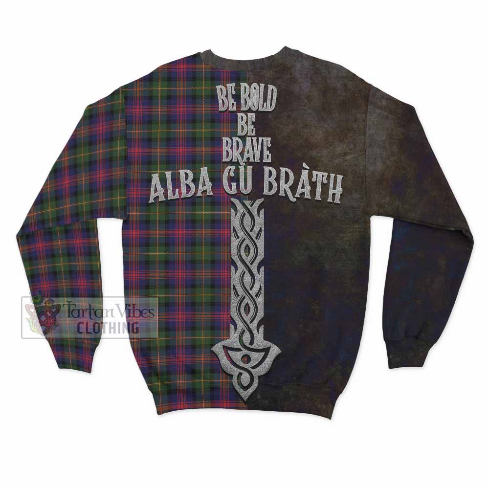 Tartan Vibes Clothing Logan Tartan Family Crest Sweatshirt Alba Gu Brath Be Brave Lion Ancient Style
