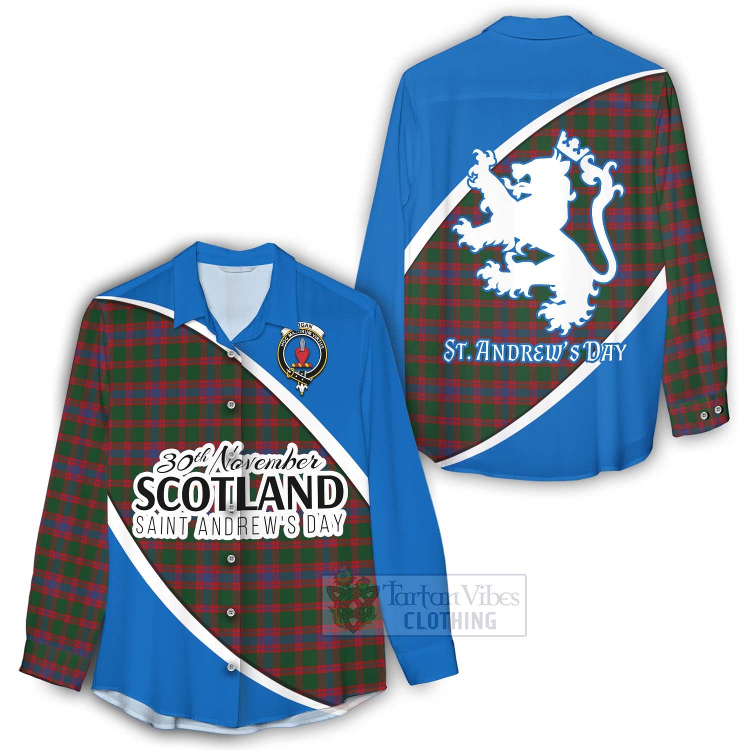 Tartan Vibes Clothing Logan Family Crest Tartan Women's Casual Shirt Celebrate Saint Andrew's Day in Style