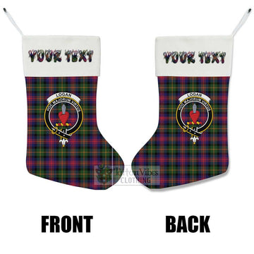 Logan Tartan Family Crest Christmas Stocking with Personalized Text