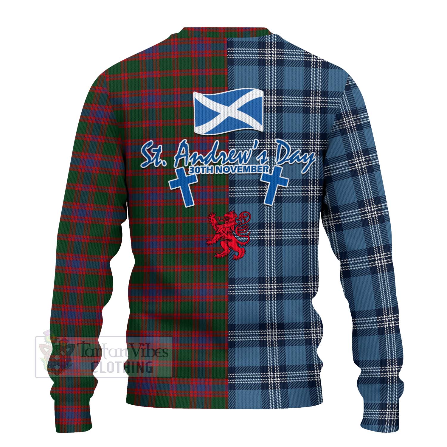 Tartan Vibes Clothing Logan Tartan Knitted Sweater Happy St. Andrew's Day Half Tartan Style