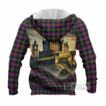 Tartan Vibes Clothing Logan Tartan Family Crest Knitted Hoodie with Scottish Ancient Castle Style