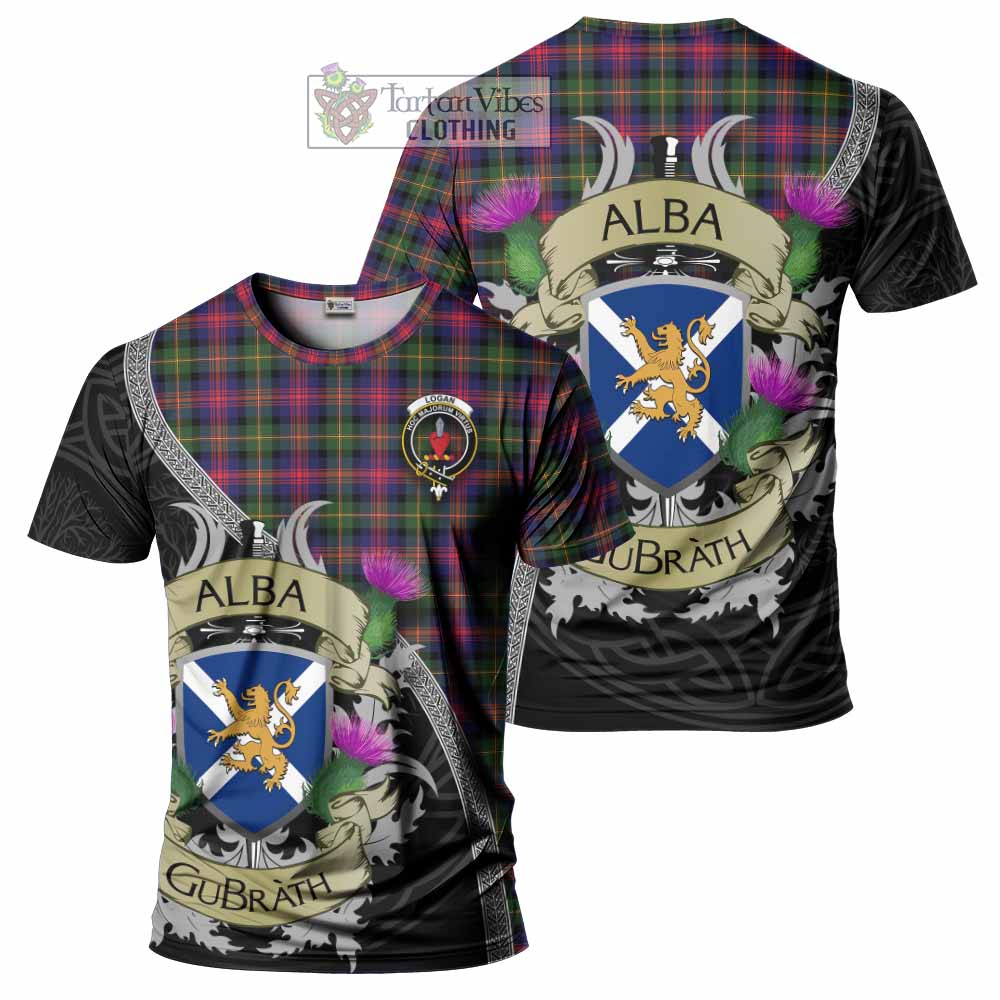 Tartan Vibes Clothing Logan Tartan Family Crest T-Shirt Lion Rampant Royal Thistle Shield Celtic Inspired