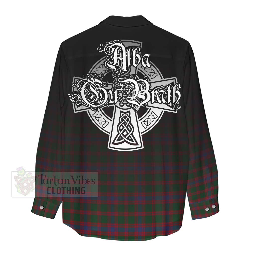 Tartan Vibes Clothing Logan Tartan Women's Casual Shirt Featuring Alba Gu Brath Family Crest Celtic Inspired
