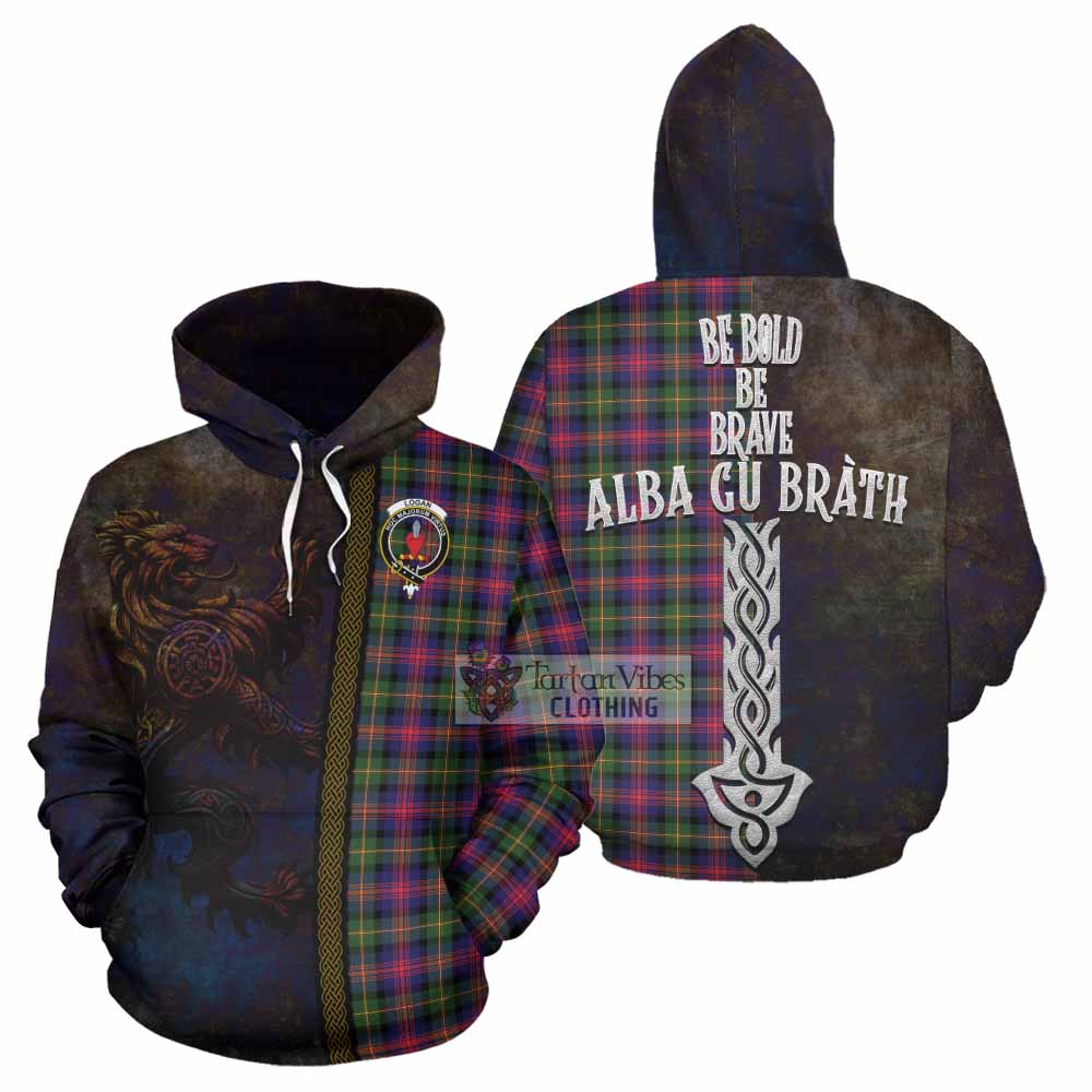 Tartan Vibes Clothing Logan Tartan Family Crest Hoodie Alba Gu Brath Be Brave Lion Ancient Style