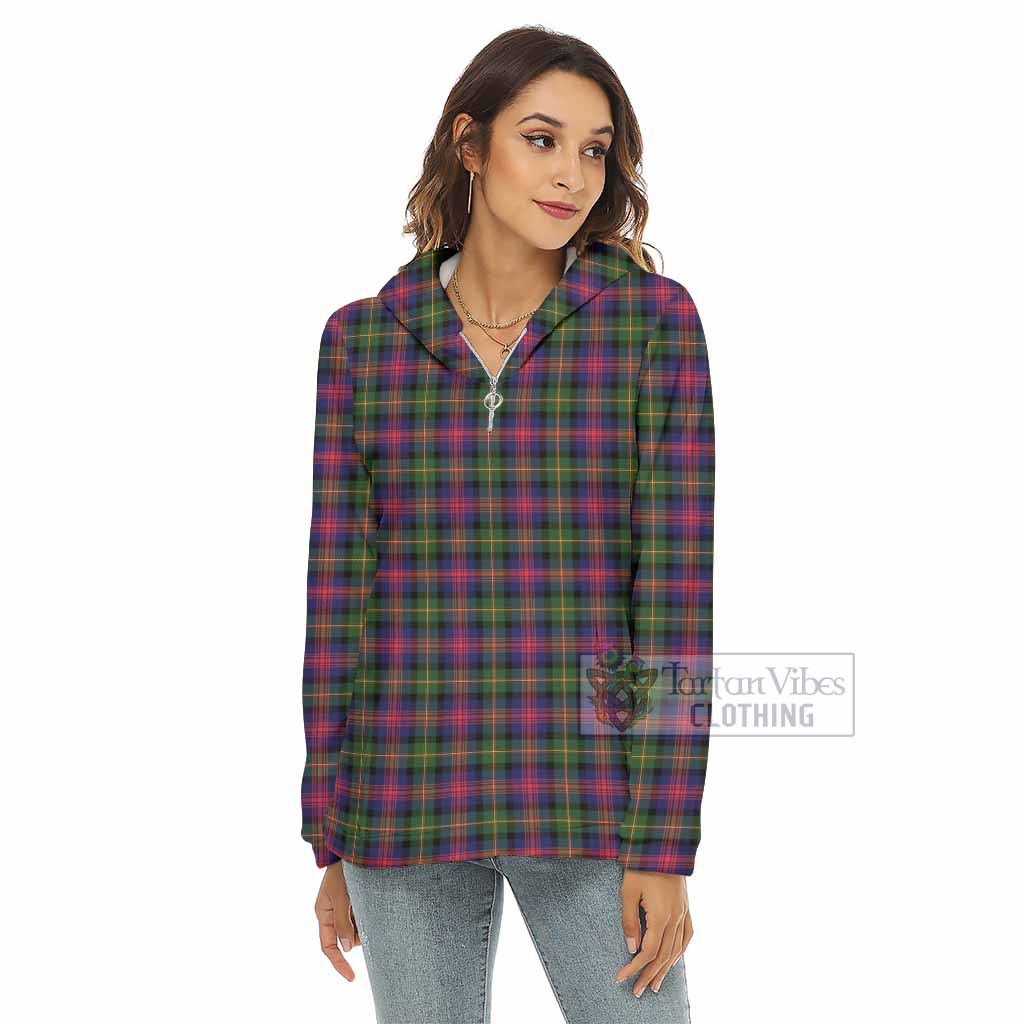 Tartan Vibes Clothing Logan Tartan Women's Borg  Half Zip Fleece Hoodie