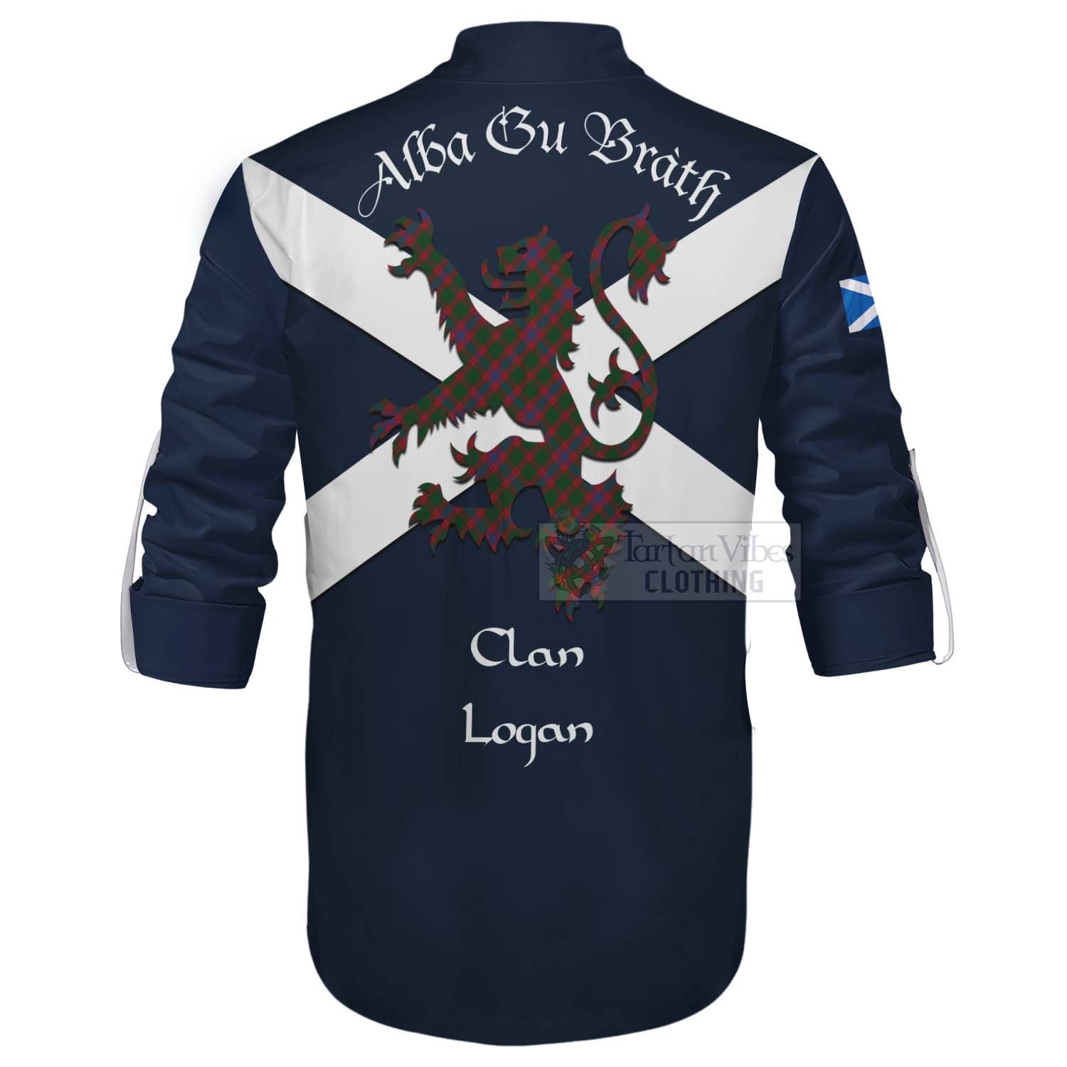 Tartan Vibes Clothing Logan Tartan Lion Rampant Ghillie Kilt Shirt Proudly Display Your Heritage with Alba Gu Brath and Clan Name