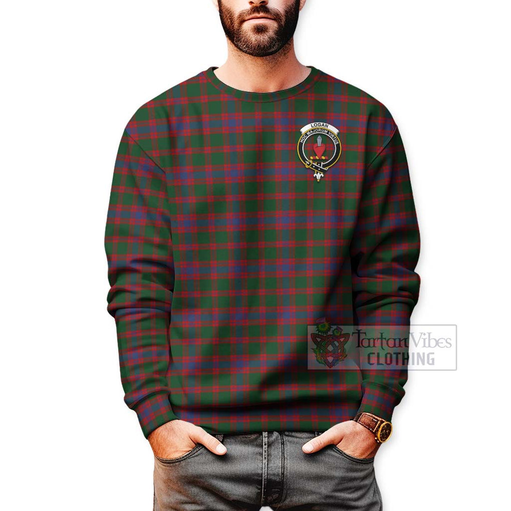 Tartan Vibes Clothing Logan Tartan Sweatshirt with Family Crest Celtic Skull Style