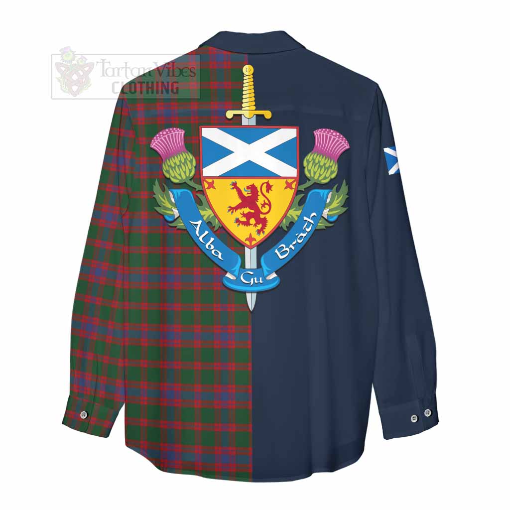 Tartan Vibes Clothing Logan Tartan Women's Casual Shirt Alba with Scottish Lion Royal Arm Half Style
