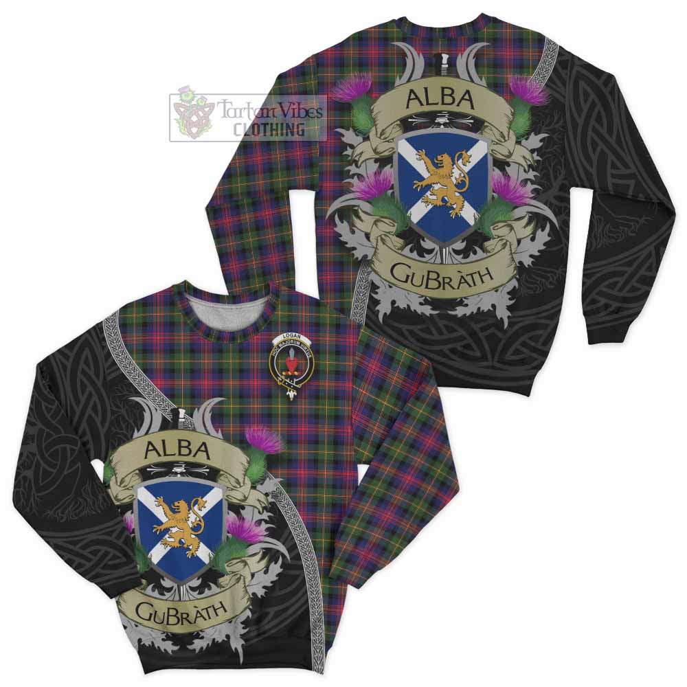 Tartan Vibes Clothing Logan Tartan Family Crest Sweatshirt Lion Rampant Royal Thistle Shield Celtic Inspired