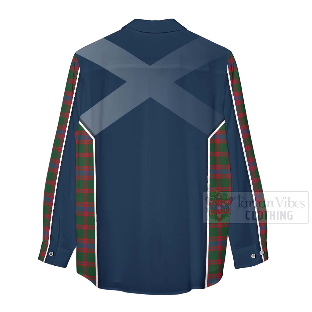 Tartan Vibes Clothing Logan Tartan Women's Casual Shirt with Family Crest and Scottish Thistle Vibes Sport Style