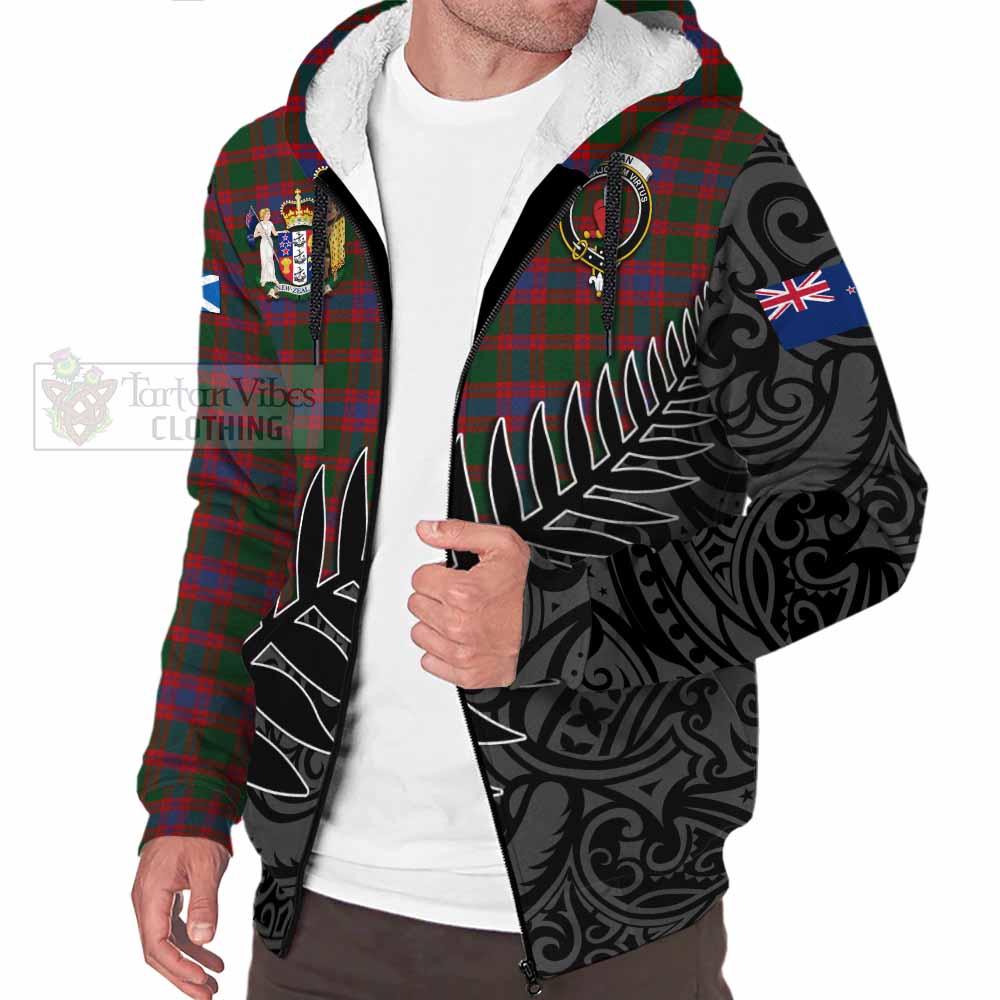 Tartan Vibes Clothing Logan Crest Tartan Sherpa Hoodie with New Zealand Silver Fern Half Style