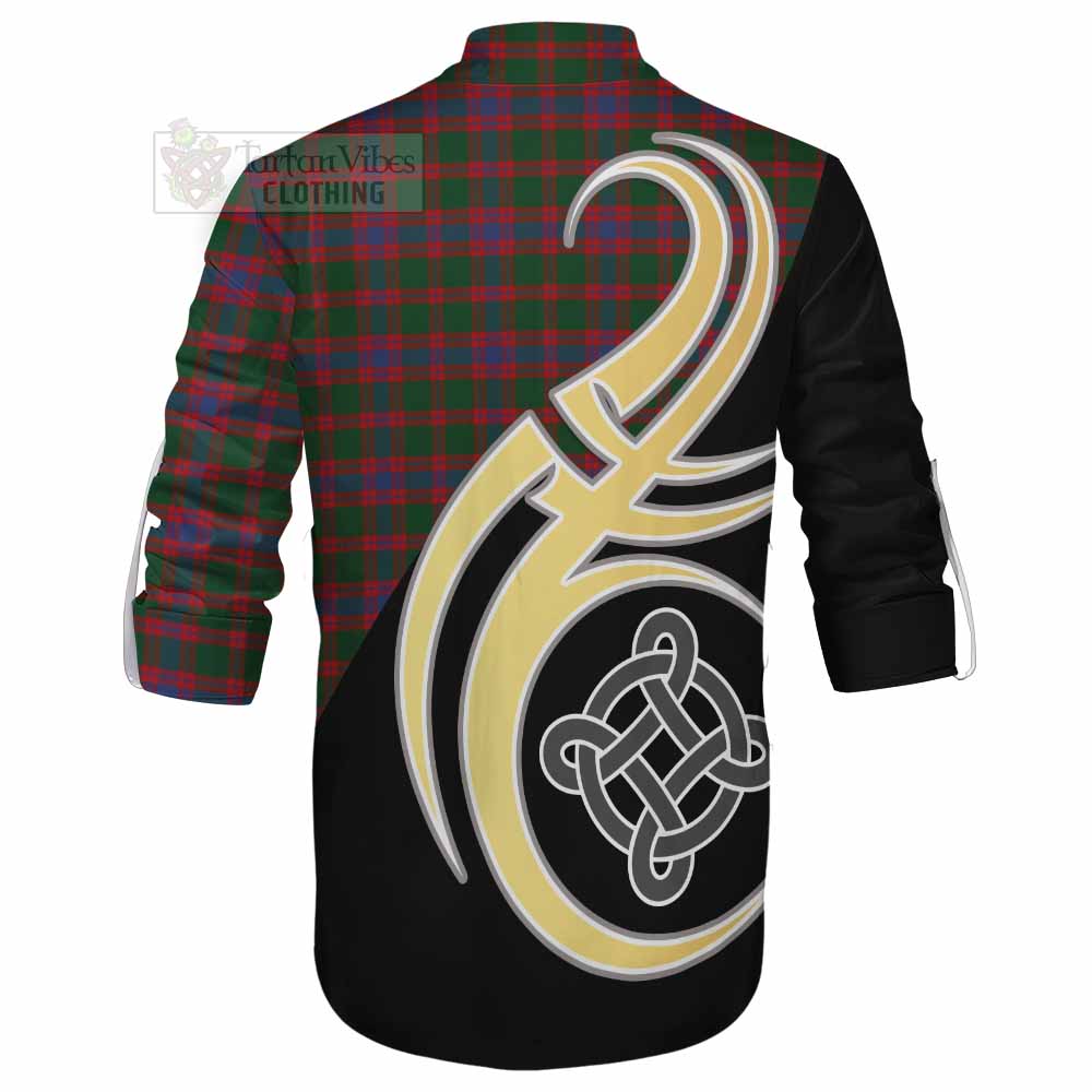 Tartan Vibes Clothing Logan Tartan Ghillie Kilt Shirt with Family Crest and Celtic Symbol Style