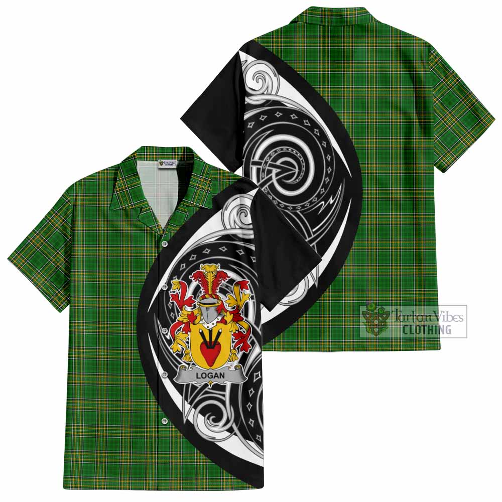 Tartan Vibes Clothing Logan Irish Clan Short Sleeve Button Shirt Celtic Circle Style