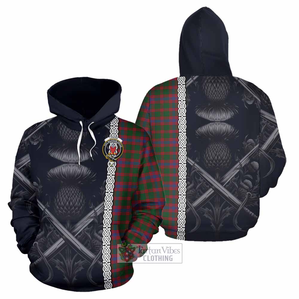 Tartan Vibes Clothing Logan Tartan Hoodie with Family Crest Cross Sword Thistle Celtic Vibes