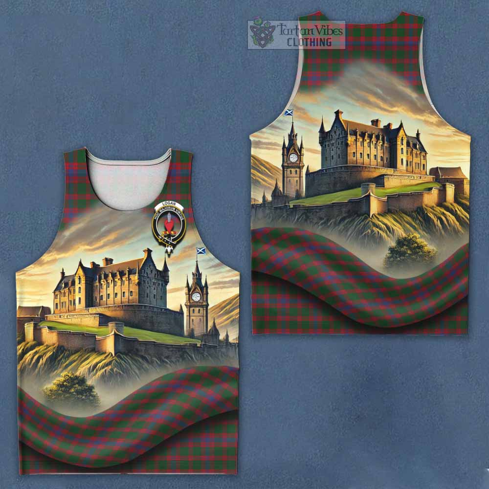 Tartan Vibes Clothing Logan Tartan Family Crest Men's Tank Top with Scottish Ancient Castle Style