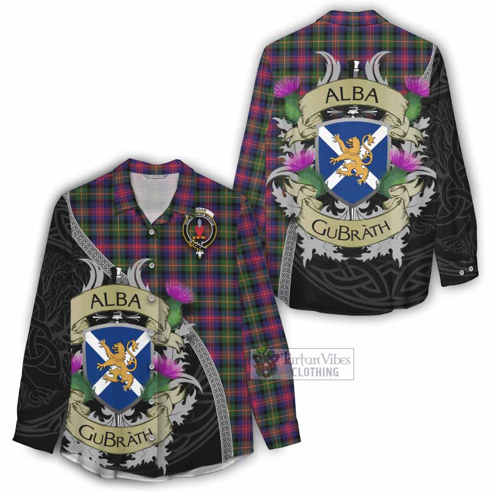 Tartan Vibes Clothing Logan Tartan Family Crest Women's Casual Shirt Lion Rampant Royal Thistle Shield Celtic Inspired