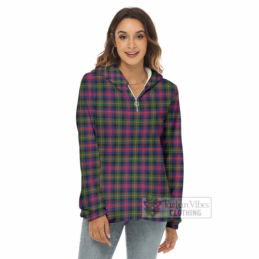 Tartan Vibes Clothing Logan Tartan Women's Borg  Half Zip Fleece Hoodie